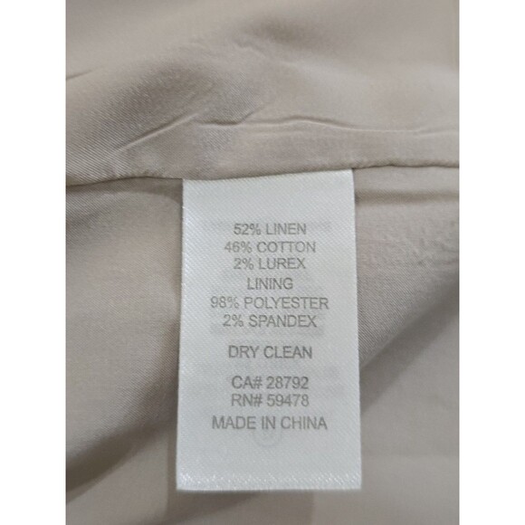 Joie Linen Blend Blazer Womens M Beige Pinstripe Double Breasted Jacket - Picture 11 of 12